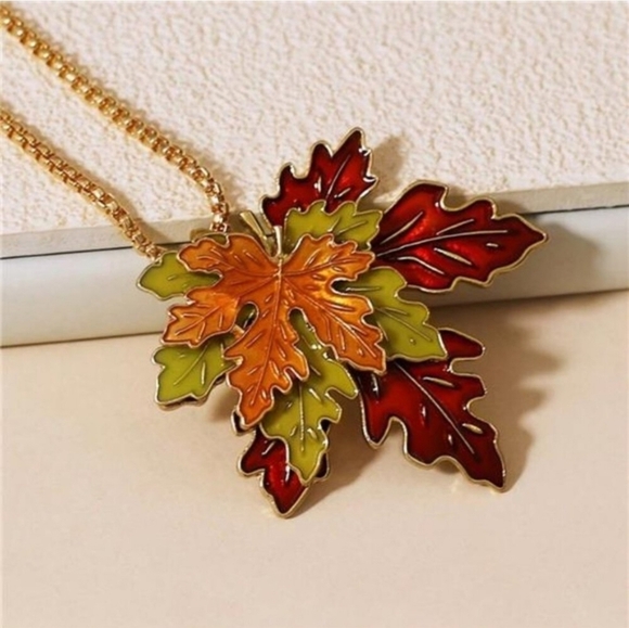 3pcs/Set BEAUTIFUL 3D Vintage Maple Leaf Gold Tone Necklace Earrings set - Picture 3 of 8